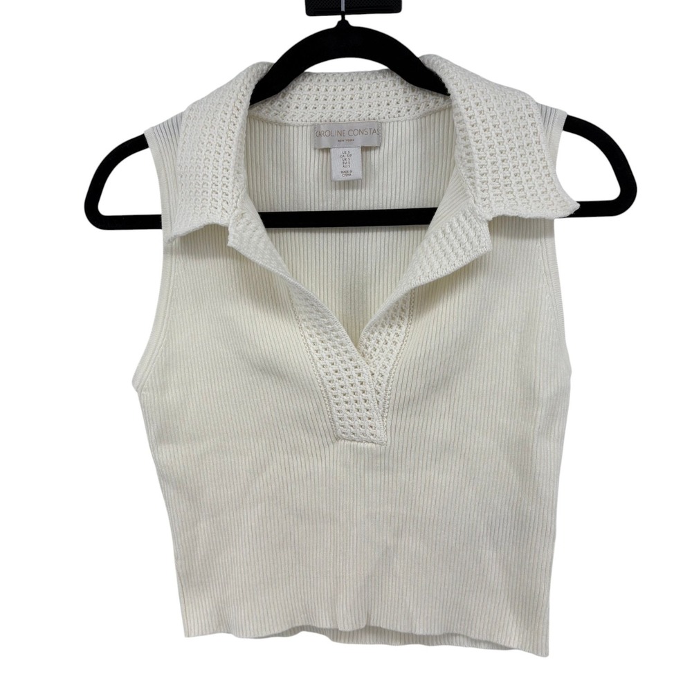 Caroline Constas‎ Crochet Collar Sweater Top S